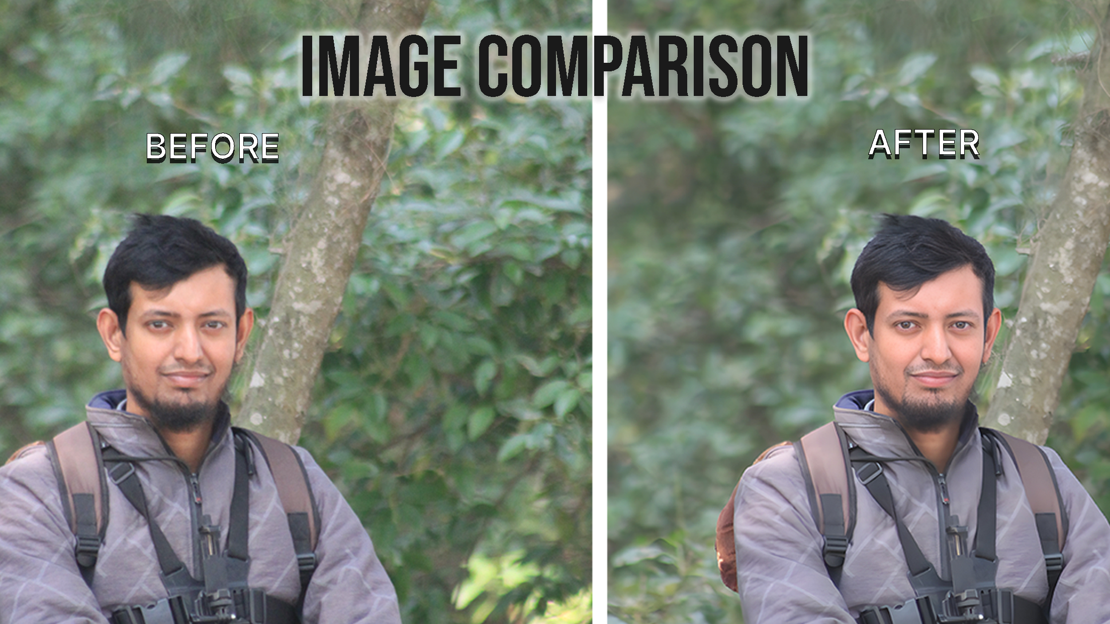 Comparison: before and after AI enhancement